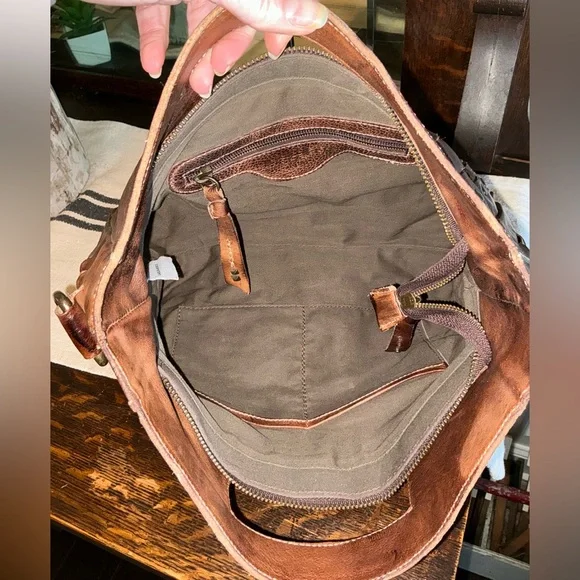 Bed Stu Orchid Woven Leather Handbag Crossbody Bag Teak Brown Retail $280 - Picture 11 of 12